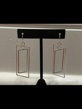 belk Silver Double Rectangle Drop Earrings
